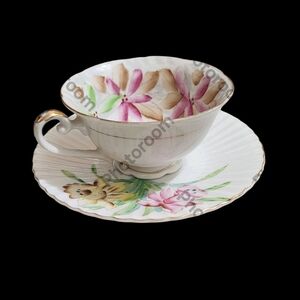 Merit Hand Painted Teacup and Saucer Made In Occupied Japan